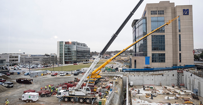Structural steel placement will begin at new education and research building construction site – UMass Medical School